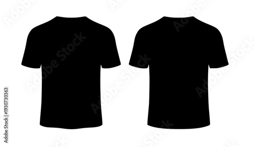 black t shirt Black T Shirt Mockup Front and Back View Vector Template Isolated on White Background for Print Design
