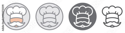 Set of four cook line and solid icons, isolated on transparent background. Modern kitchen appliance symbols suitable for branding, bakery business, home appliance design, cooking-related projects.