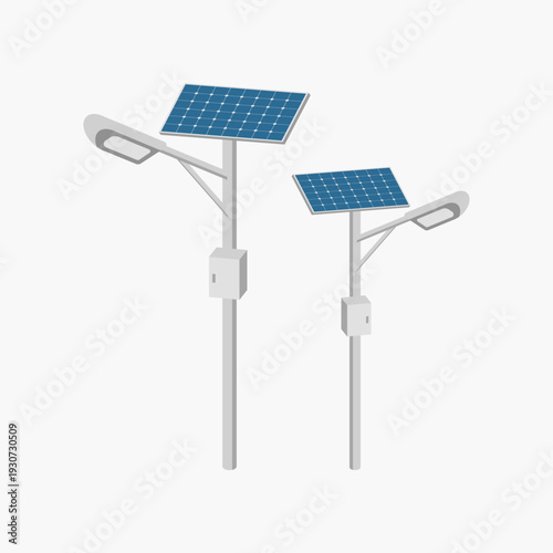 Pair of Independent Solar Powered LED Street Lights