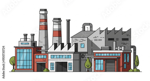Industrial Factory Building Complex Structure.