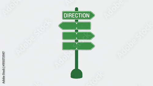A minimalist illustration of a green directional signpost with multiple arrow-shaped signs pointing in different directions (3)_traced