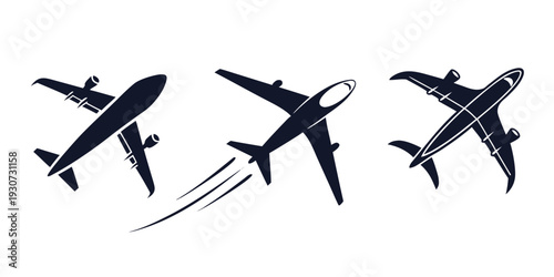 Three black and white airplanes flying in a row with trails of motion.