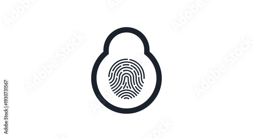Fingerprint in lock icon security.