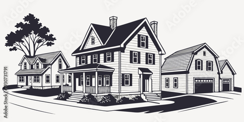 A picturesque neighborhood with charming houses and lush greenery