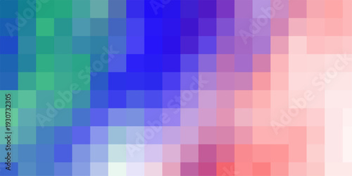 Pixelated Gradient Background with Green Blue and Red Squares Transitioning Smoothly abstract