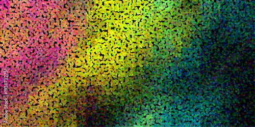 Vibrant Stippled Abstract Background with Rainbow Color Dots on Black pointillism