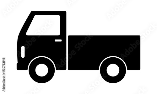 Black silhouette of truck isolated on a white background. Vector icon, illustration in minimalist style.