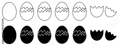 cracked easter egg icon vector