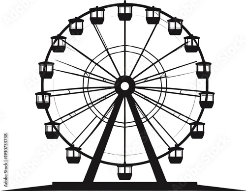 A large ferris wheel standing tall against a clear sky with passengers enjoying the view isolated on transparent background
