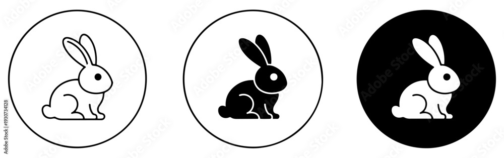 Obraz premium black easter bunny silhouette icon set