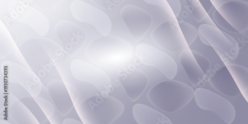 Soft translucent glass abstract shapes background with curved diagonal waves, modern frosted gradient texture in pastel gray lavender for elegant web banner design