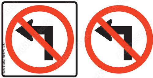 No left turn traffic road sign vector illustration.