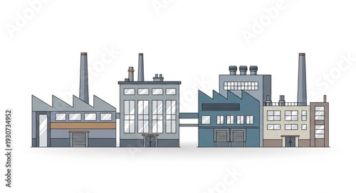 Industrial Factory Building Complex Structure.