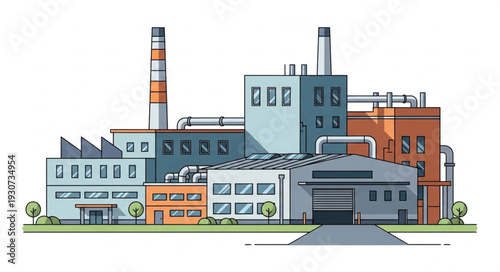 Industrial Factory Building Complex Structure.