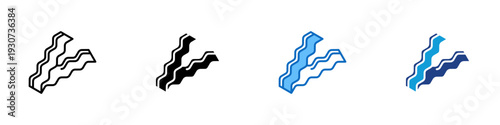 Bacon Strips Multiple Style Icon Design Vector - Bacon slices representing processed meat, breakfast food, and high fat diet