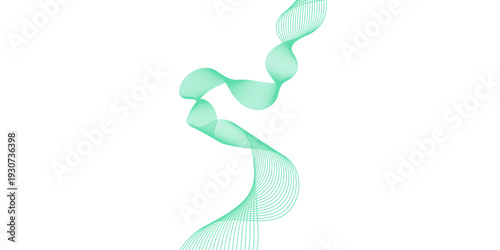 3D illustration of an abstract green smoke helix resembling a DNA molecule or festive Christmas ribbon spiral for science research and holiday decoration design