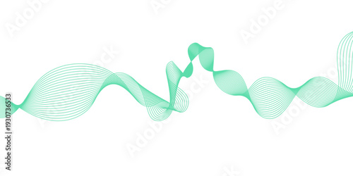 Abstract green wave illustration featuring a 3d vector design with light blue bubbles and a flowing dna shape for business decoration