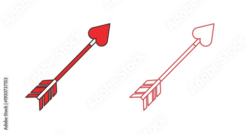 Two red heart shaped arrows displayed against a white background silhouette