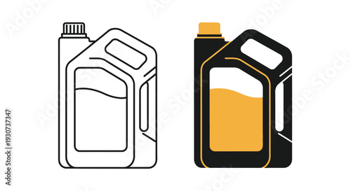 Two oil containers one outlined and one filled a striking silhouette