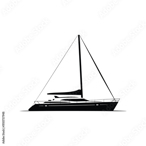 Sailboat silhouette vector illustration isolated on white background for nautical design