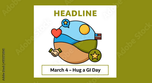 Hug a GI Day graphic with handshake and American flag