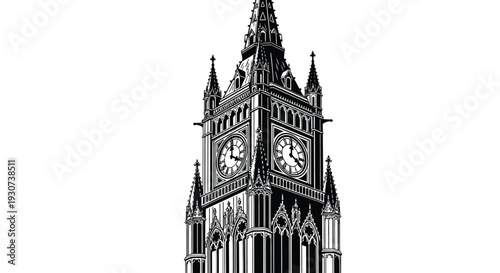 Vector illustration of Big Ben clock tower