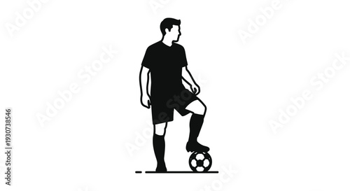 A man balancing a soccer ball on his foot black silhouette