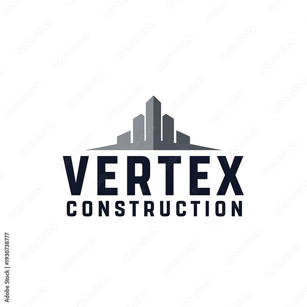 Fototapeta premium A modern logo for Vertex Construction featuring an abstract city skyline.