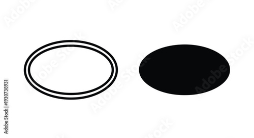 Simple graphic of an oval and circle stark black shapes silhouette
