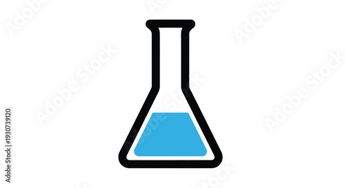 Simple illustration of a blue liquid in an erlenmeyer flask silhouette