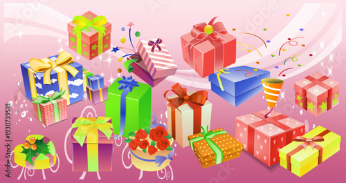 Gift Boxes Collection with Various Colorful Shapes Vector Design