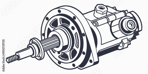 A detailed diagram of a complex mechanical differential gear system.
