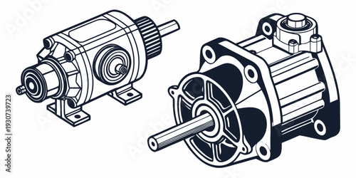Two mechanical devices with gears and shafts, one with a motor attachment.
