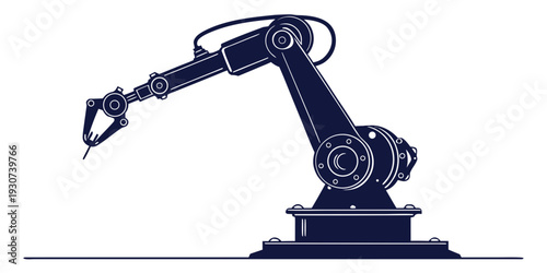 Advanced robotic arm with multiple joints and a gripping mechanism on a sturdy base