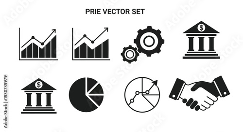 Set of 8 finance icons vector