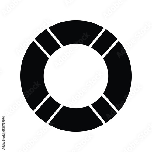 Lifesaver Ring Vector Silhouette Icon for Nautical Safety and Rescue Design