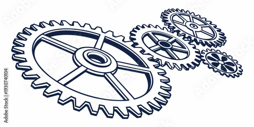 Close-up view of interlocking mechanical gears in motion