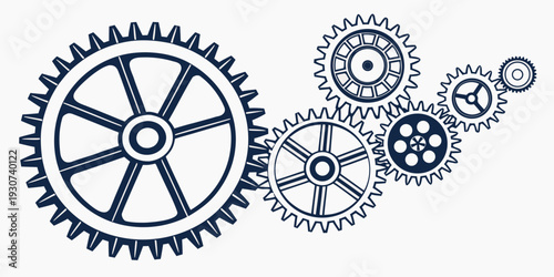Intricate mechanical gears and cogs in a circular arrangement.