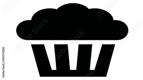 A simple, bold, black and white stylized image of a sweet baked treat