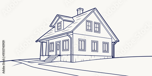 A charming two-story house with a welcoming front porch and large windows.