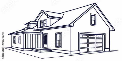 A charming two-story house with a welcoming front porch and attached garage