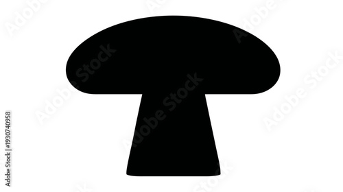 A black silhouette of a mushroom on a white background, featuring a rounded cap and stem