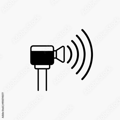 Camera with outgoing signal waves icon