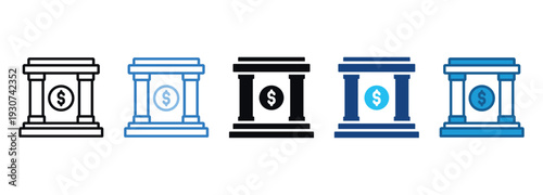 Bank Icon Set Multiple Style Of