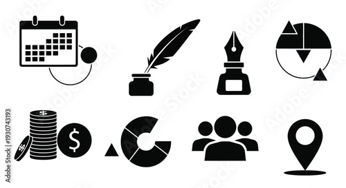 Set of 9 business icons vector