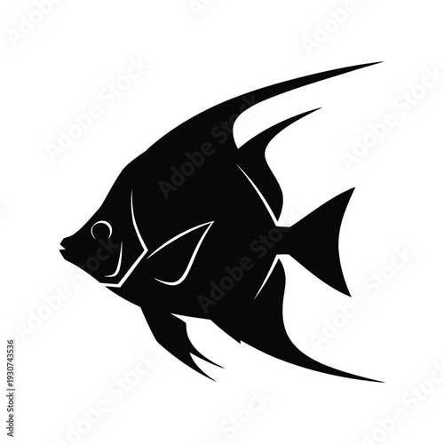 Angelfish vector silhouette isolated on white background for aquarium, logo, and design use