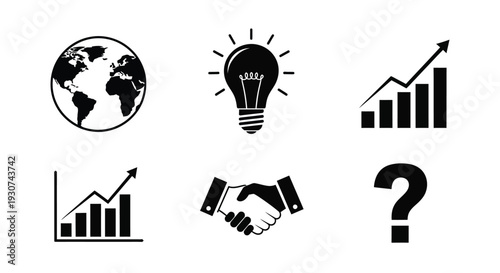 Set of 6 business icons vector