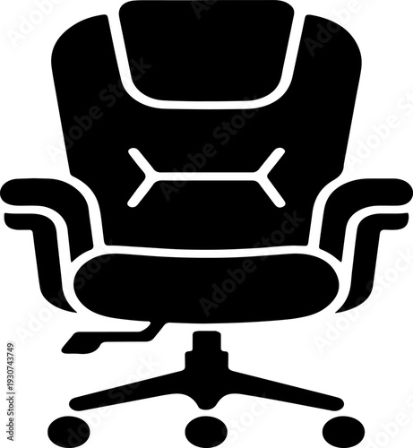 Comfortable leather office chair icon for executive workspace management.