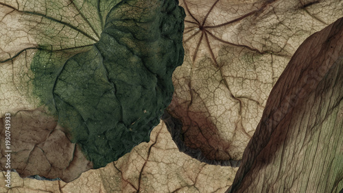Macro texture of real dried leaves with detailed veins, authentic botanical background