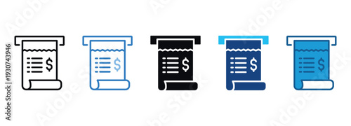 Receipt Icon Set Multiple Style Of